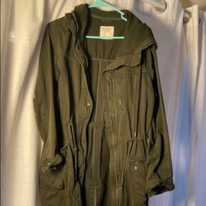 abercrombie & fitch oversized army green trench coat womens size M